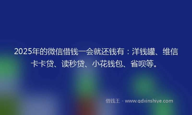2025年的微信借钱一会就还钱有：洋钱罐、维信卡卡贷、读秒贷、小花钱包、省呗等。