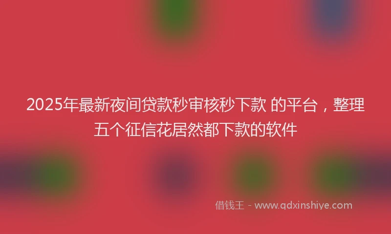 2025年最新夜间贷款秒审核秒下款 的平台，整理五个征信花居然都下款的软件
