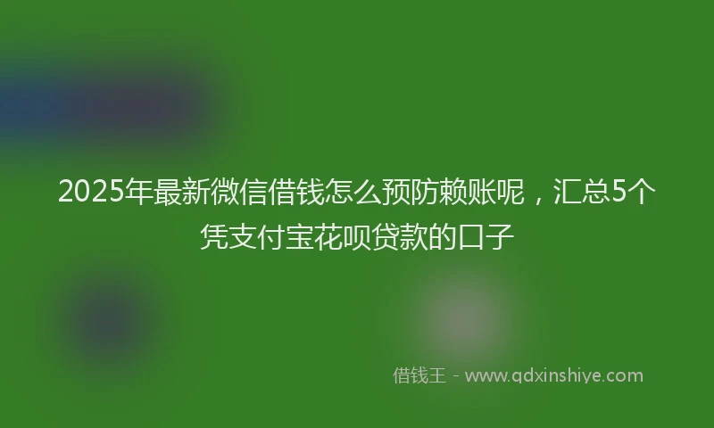 2025年最新微信借钱怎么预防赖账呢，汇总5个凭支付宝花呗贷款的口子