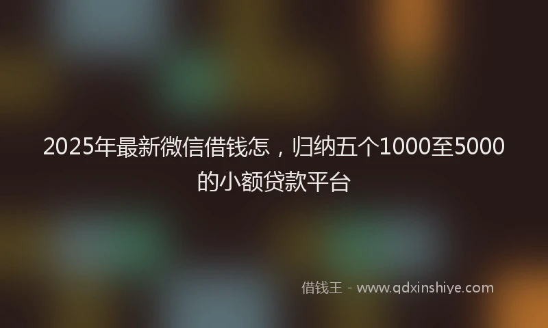 2025年最新微信借钱怎，归纳五个1000至5000的小额贷款平台