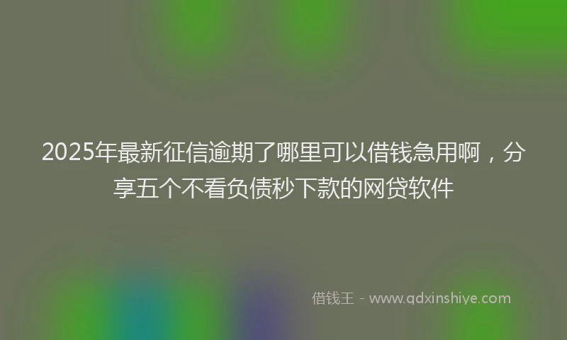 2025年最新征信逾期了哪里可以借钱急用啊，分享五个不看负债秒下款的网贷软件