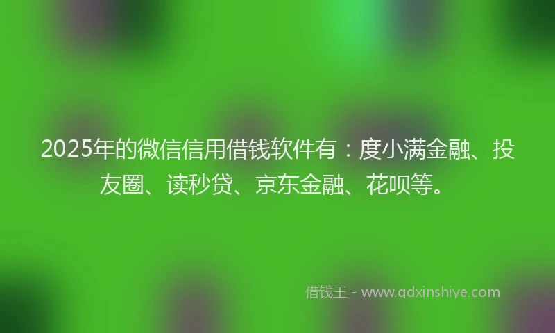2025年的微信信用借钱软件有：度小满金融、投友圈、读秒贷、京东金融、花呗等。