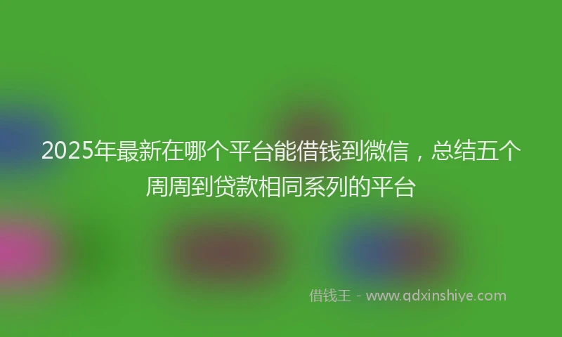 2025年最新在哪个平台能借钱到微信，总结五个周周到贷款相同系列的平台