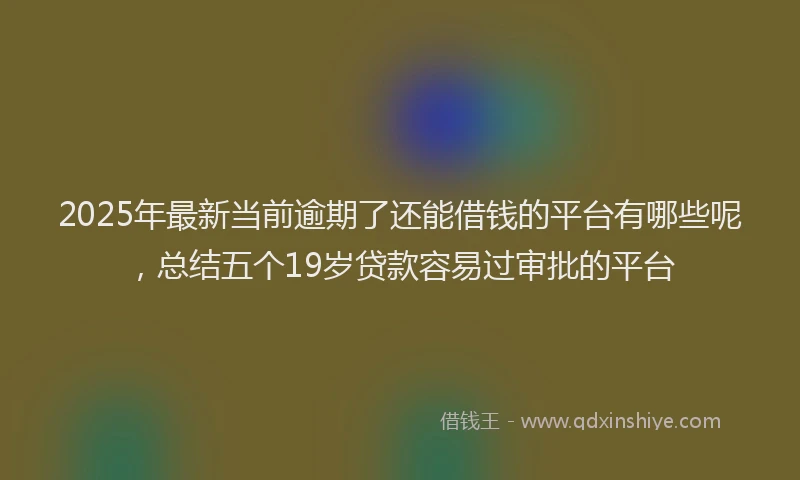 2025年最新当前逾期了还能借钱的平台有哪些呢，总结五个19岁贷款容易过审批的平台