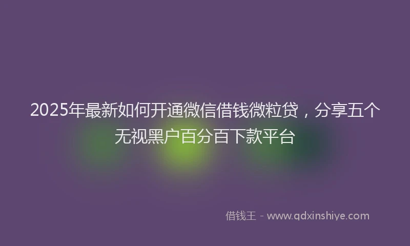 2025年最新如何开通微信借钱微粒贷，分享五个无视黑户百分百下款平台