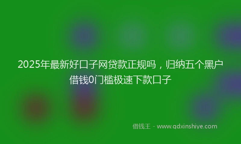 2025年最新好口子网贷款正规吗，归纳五个黑户借钱0门槛极速下款口子
