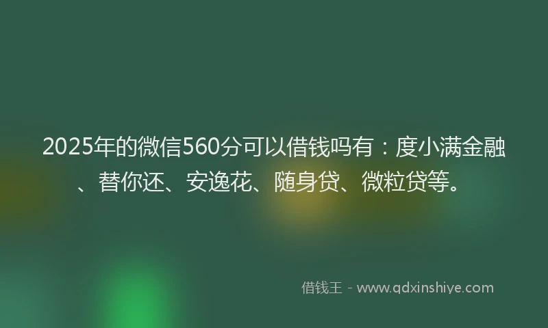 2025年的微信560分可以借钱吗有：度小满金融、替你还、安逸花、随身贷、微粒贷等。