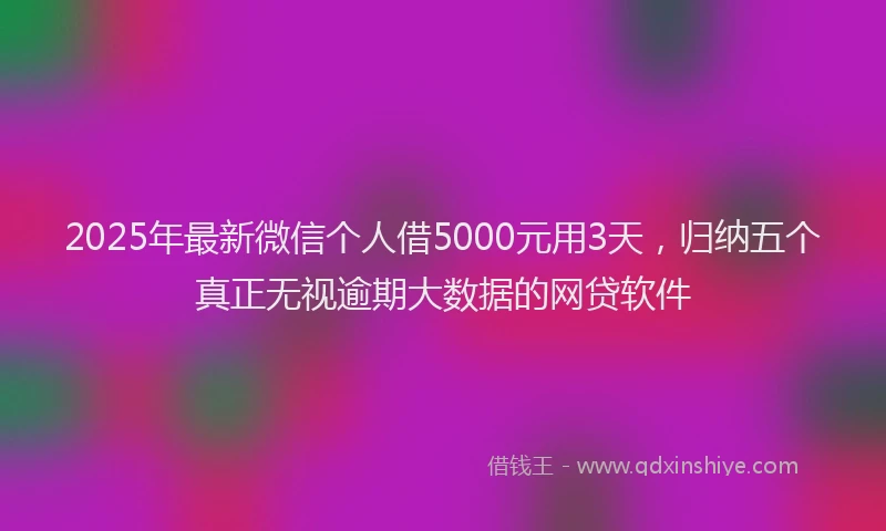 2025年最新微信个人借5000元用3天，归纳五个真正无视逾期大数据的网贷软件