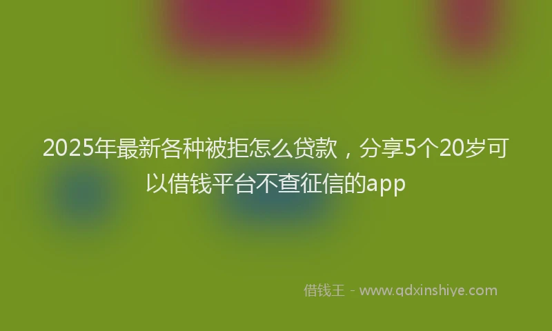2025年最新各种被拒怎么贷款，分享5个20岁可以借钱平台不查征信的app