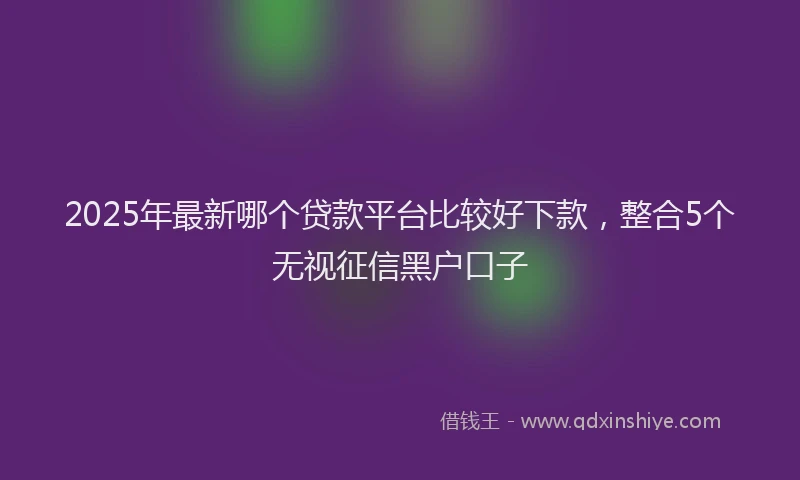2025年最新哪个贷款平台比较好下款，整合5个无视征信黑户口子