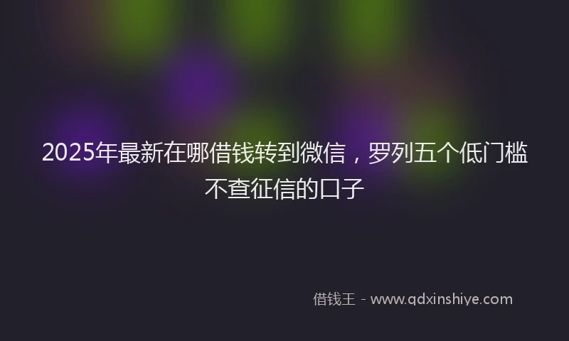 2025年最新在哪借钱转到微信，罗列五个低门槛不查征信的口子