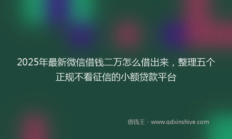2025年最新微信借钱二万怎么借出来，整理五个正规不看征信的小额贷款平台