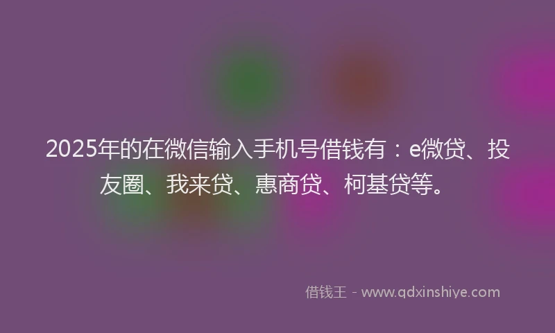 2025年的在微信输入手机号借钱有：e微贷、投友圈、我来贷、惠商贷、柯基贷等。