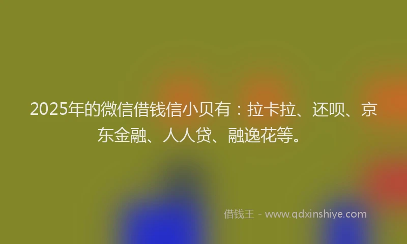 2025年的微信借钱信小贝有：拉卡拉、还呗、京东金融、人人贷、融逸花等。