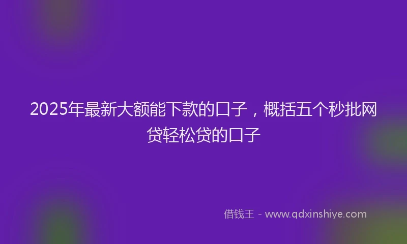 2025年最新大额能下款的口子，概括五个秒批网贷轻松贷的口子