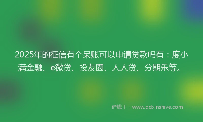 2025年的征信有个呆账可以申请贷款吗有：度小满金融、e微贷、投友圈、人人贷、分期乐等。