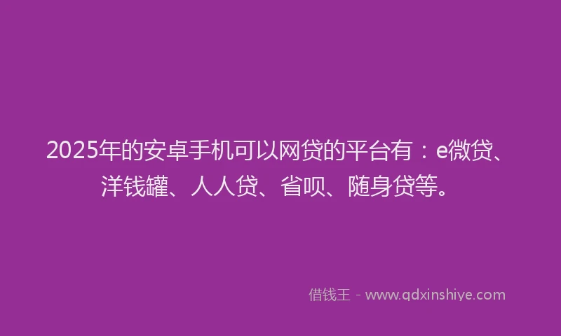 2025年的安卓手机可以网贷的平台有：e微贷、洋钱罐、人人贷、省呗、随身贷等。