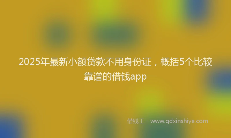 2025年最新小额贷款不用身份证，概括5个比较靠谱的借钱app