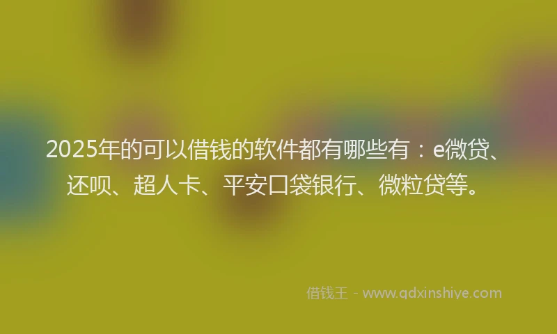 2025年的可以借钱的软件都有哪些有：e微贷、还呗、超人卡、平安口袋银行、微粒贷等。
