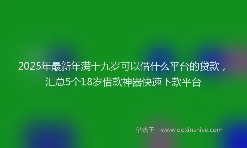 2025年最新年满十九岁可以借什么平台的贷款，汇总5个18岁借款神器快速下款平台