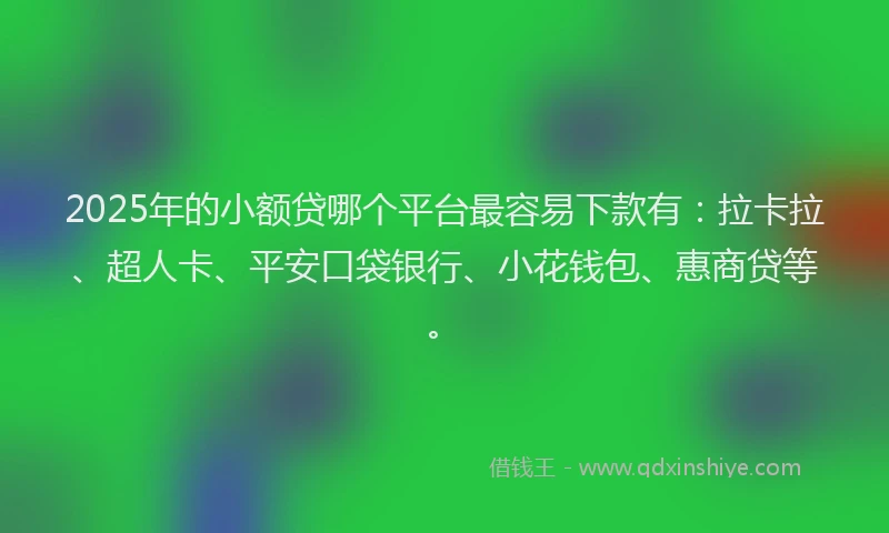 2025年的小额贷哪个平台最容易下款有：拉卡拉、超人卡、平安口袋银行、小花钱包、惠商贷等。