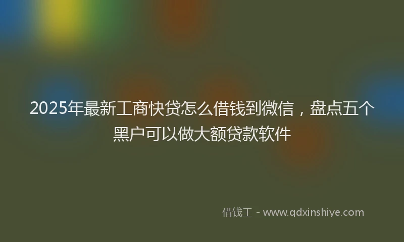 2025年最新工商快贷怎么借钱到微信，盘点五个黑户可以做大额贷款软件