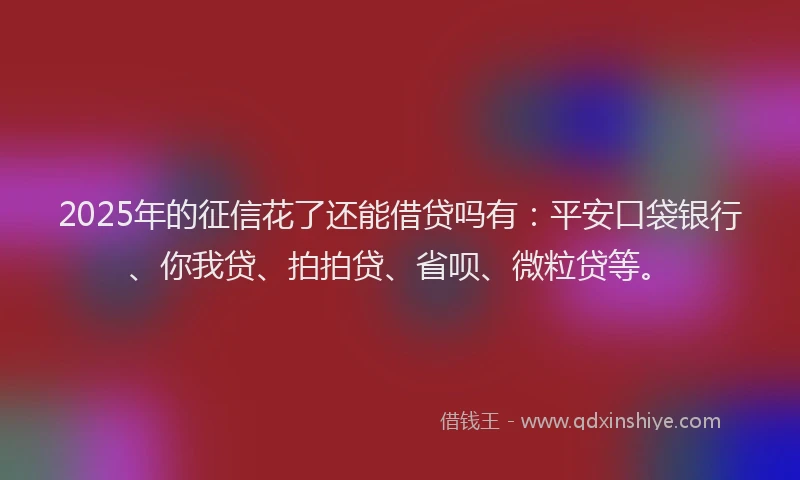 2025年的征信花了还能借贷吗有：平安口袋银行、你我贷、拍拍贷、省呗、微粒贷等。