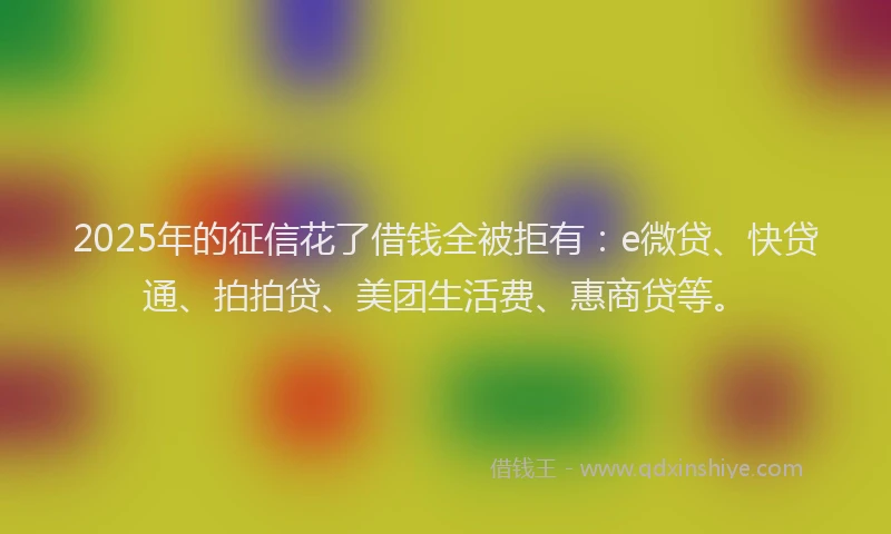 2025年的征信花了借钱全被拒有：e微贷、快贷通、拍拍贷、美团生活费、惠商贷等。
