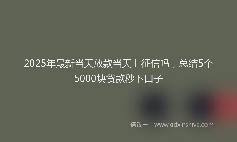 2025年最新当天放款当天上征信吗，总结5个5000块贷款秒下口子