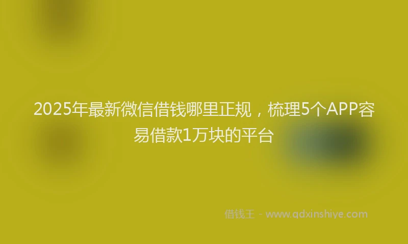 2025年最新微信借钱哪里正规，梳理5个APP容易借款1万块的平台