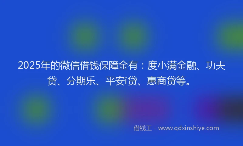 2025年的微信借钱保障金有：度小满金融、功夫贷、分期乐、平安i贷、惠商贷等。