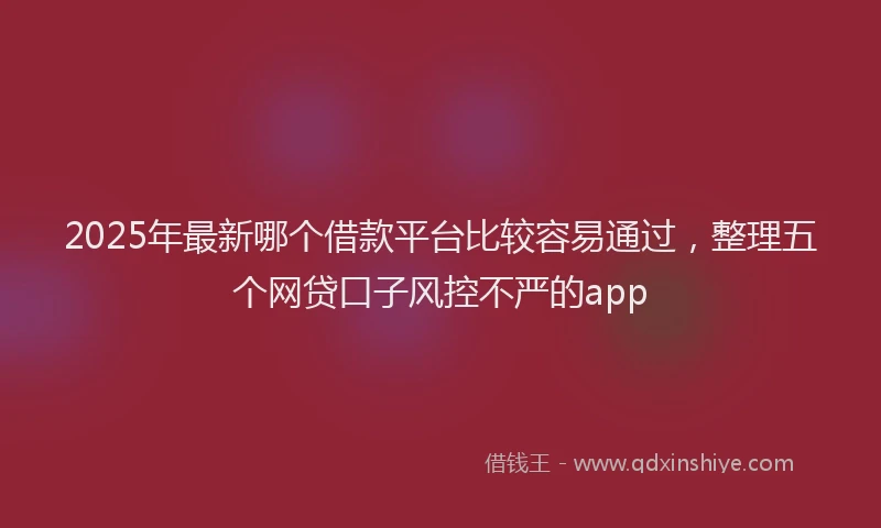 2025年最新哪个借款平台比较容易通过，整理五个网贷口子风控不严的app