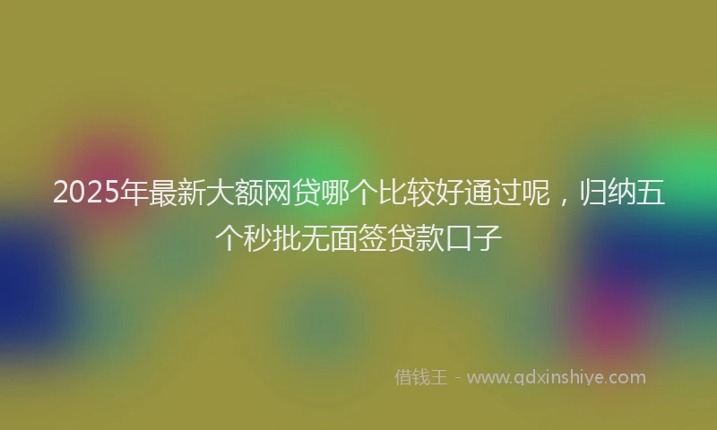 2025年最新大额网贷哪个比较好通过呢，归纳五个秒批无面签贷款口子