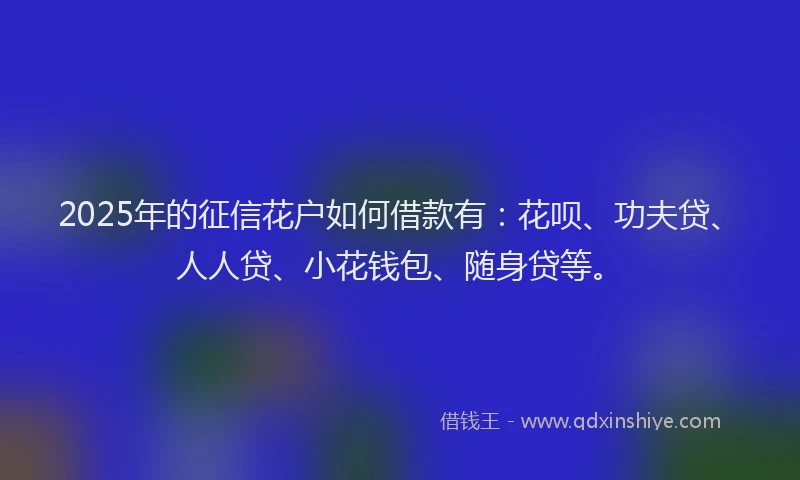 2025年的征信花户如何借款有：花呗、功夫贷、人人贷、小花钱包、随身贷等。