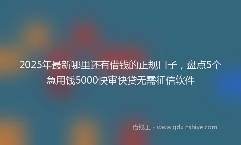 2025年最新哪里还有借钱的正规口子，盘点5个急用钱5000快审快贷无需征信软件