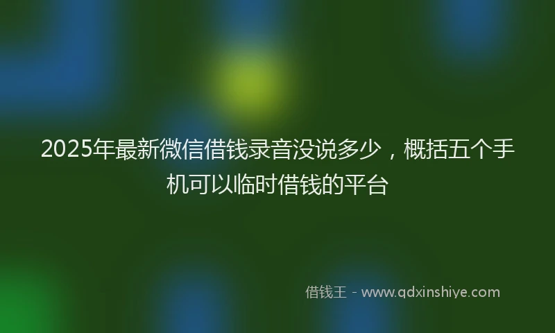 2025年最新微信借钱录音没说多少，概括五个手机可以临时借钱的平台