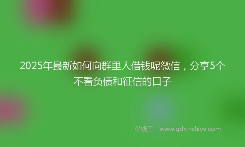 2025年最新如何向群里人借钱呢微信，分享5个不看负债和征信的口子