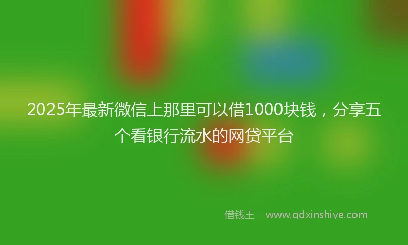 2025年最新微信上那里可以借1000块钱，分享五个看银行流水的网贷平台