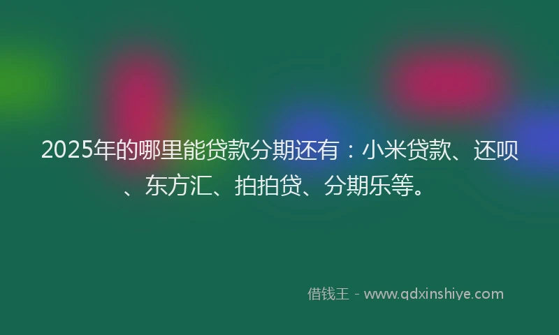 2025年的哪里能贷款分期还有：小米贷款、还呗、东方汇、拍拍贷、分期乐等。