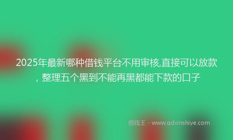 2025年最新哪种借钱平台不用审核,直接可以放款，整理五个黑到不能再黑都能下款的口子