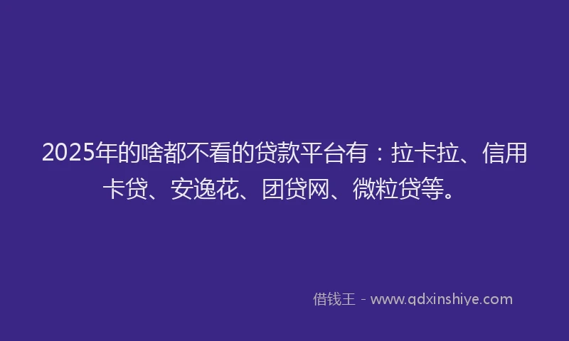 2025年的啥都不看的贷款平台有：拉卡拉、信用卡贷、安逸花、团贷网、微粒贷等。