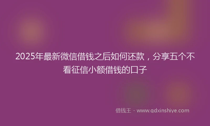2025年最新微信借钱之后如何还款，分享五个不看征信小额借钱的口子