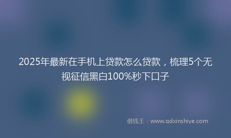 2025年最新在手机上贷款怎么贷款，梳理5个无视征信黑白100%秒下口子