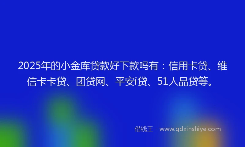 2025年的小金库贷款好下款吗有：信用卡贷、维信卡卡贷、团贷网、平安i贷、51人品贷等。