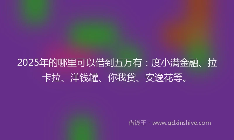 2025年的哪里可以借到五万有：度小满金融、拉卡拉、洋钱罐、你我贷、安逸花等。