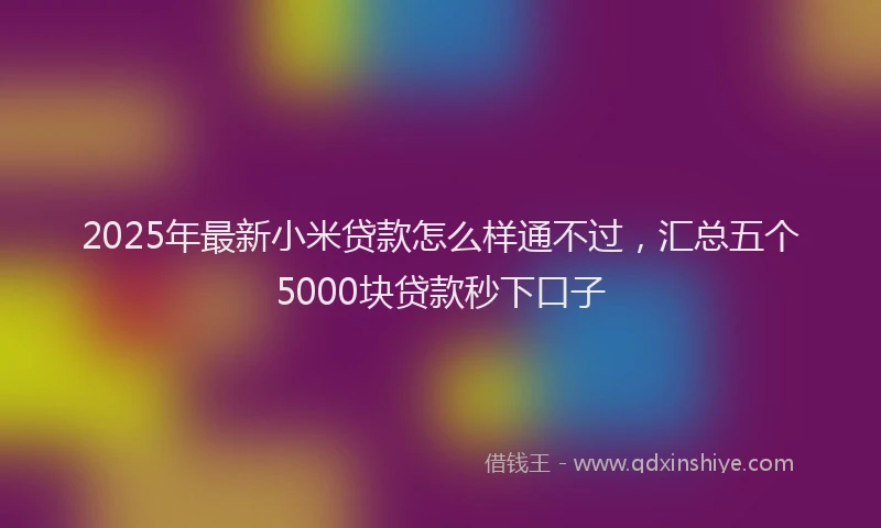 2025年最新小米贷款怎么样通不过，汇总五个5000块贷款秒下口子