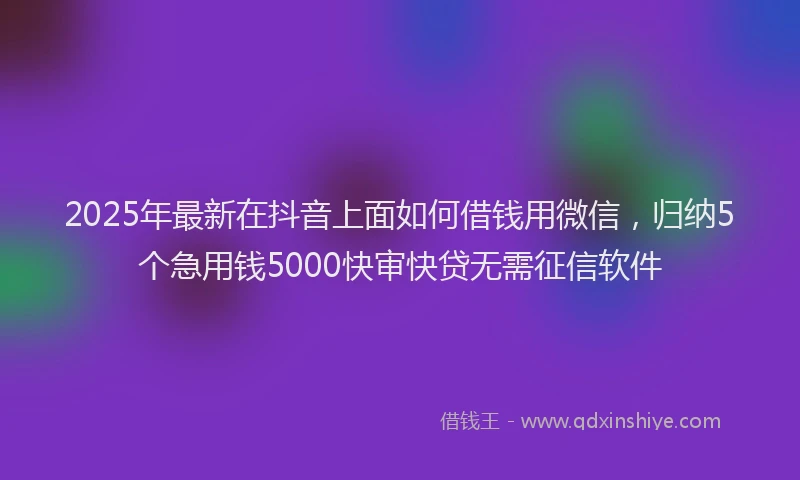 2025年最新在抖音上面如何借钱用微信，归纳5个急用钱5000快审快贷无需征信软件