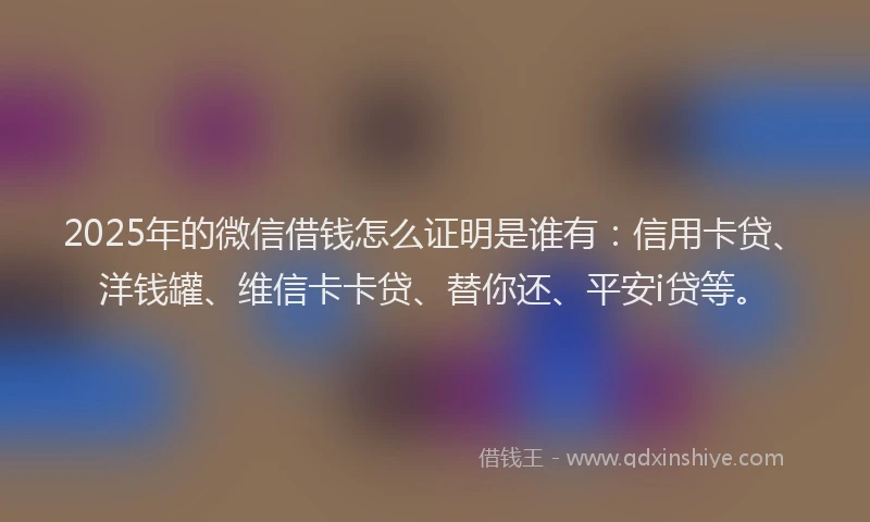 2025年的微信借钱怎么证明是谁有：信用卡贷、洋钱罐、维信卡卡贷、替你还、平安i贷等。