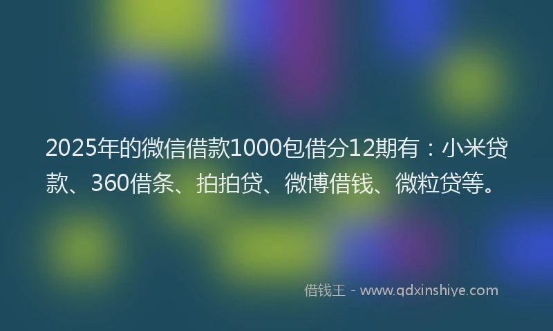 2025年的微信借款1000包借分12期有：小米贷款、360借条、拍拍贷、微博借钱、微粒贷等。