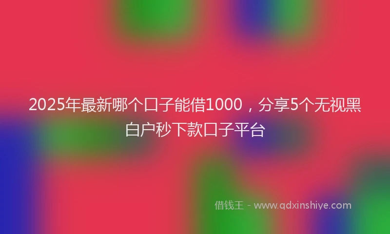 2025年最新哪个口子能借1000，分享5个无视黑白户秒下款口子平台